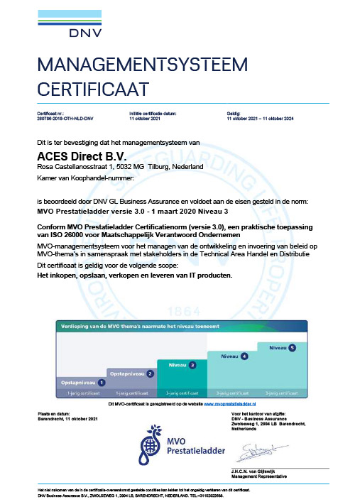 MSC certificate Aces Direct
